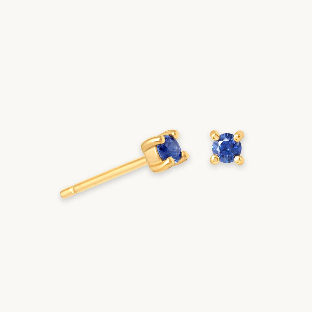 Astrid & Miyu September Birthstone Stud Earrings In Gold With Sapphire CZ Birthstone Earrings 3 Astrid & Miyu September Birthstone Stud Earrings In Gold With Sapphire CZ Birthstone Earrings