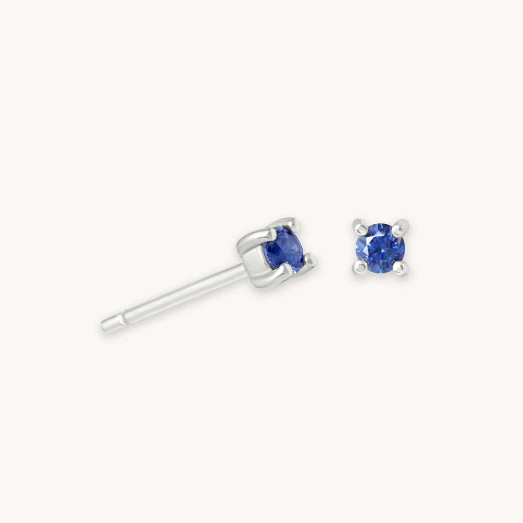 Astrid & Miyu September Birthstone Stud Earrings In Silver With Sapphire CZ Birthstone Earrings 3 Astrid & Miyu September Birthstone Stud Earrings In Silver With Sapphire CZ Birthstone Earrings