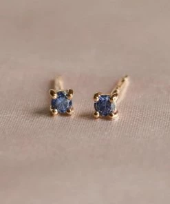 Astrid & Miyu September Birthstone Stud Earrings In Gold With Sapphire CZ Birthstone Earrings 8 Astrid & Miyu September Birthstone Stud Earrings In Gold With Sapphire CZ Birthstone Earrings