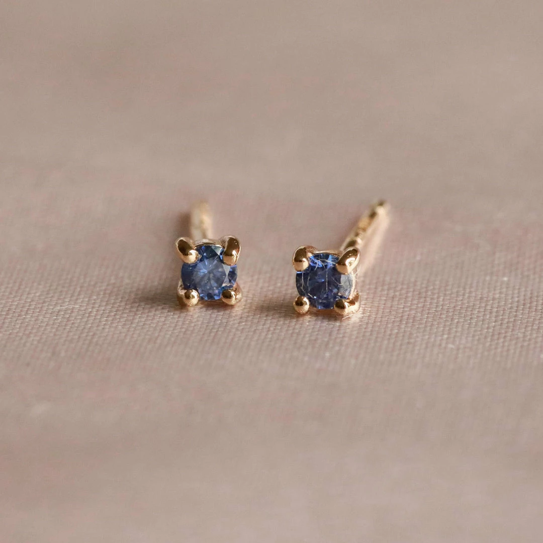 Astrid & Miyu September Birthstone Stud Earrings In Gold With Sapphire CZ Birthstone Earrings 5 Astrid & Miyu September Birthstone Stud Earrings In Gold With Sapphire CZ Birthstone Earrings