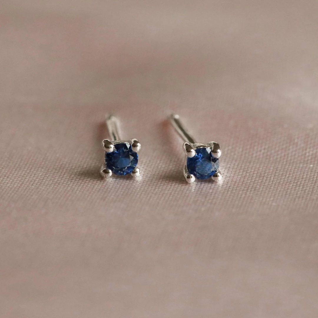 Astrid & Miyu September Birthstone Stud Earrings In Silver With Sapphire CZ Birthstone Earrings 5 Astrid & Miyu September Birthstone Stud Earrings In Silver With Sapphire CZ Birthstone Earrings