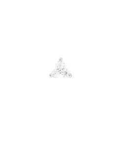 Astrid & Miyu Earrings Solid White Gold Triple Crystal Piercing Stud