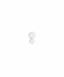 Astrid & Miyu Solid White Gold Double Diamond Piercing Stud Earrings