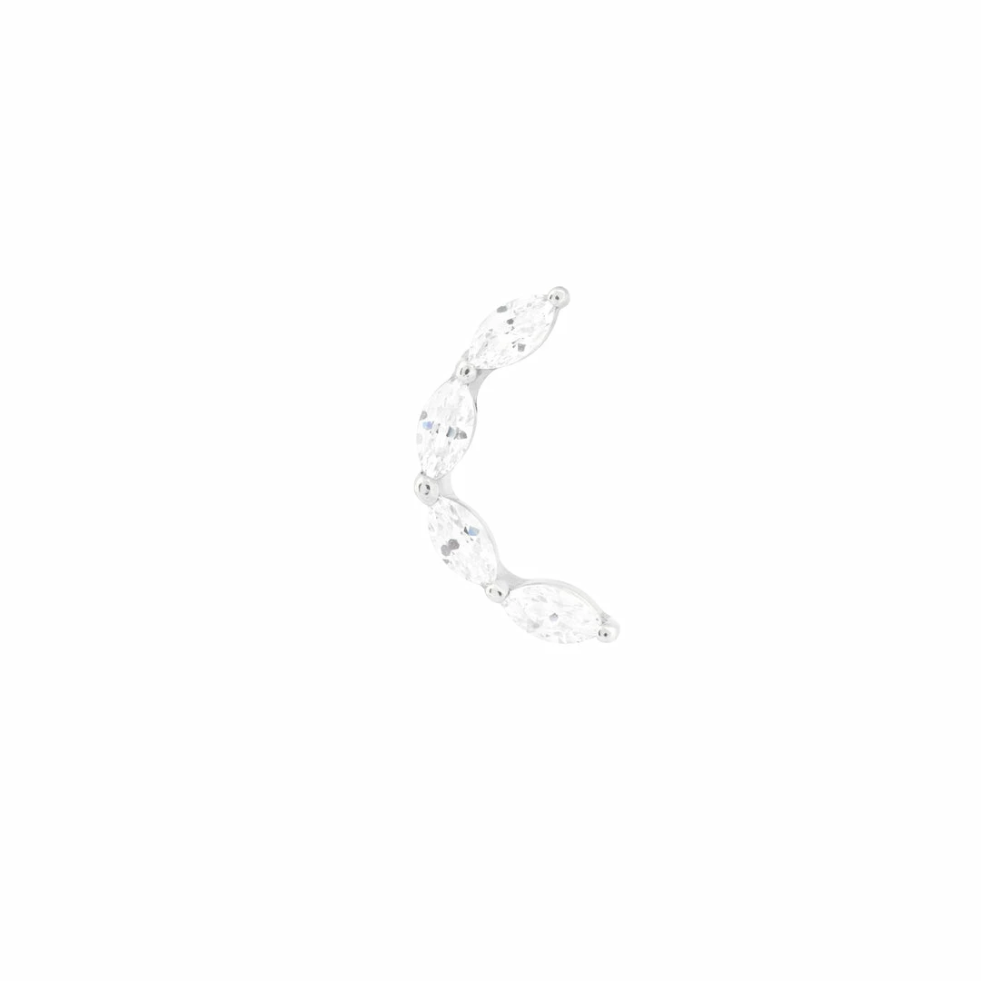 Astrid & Miyu Solid White Gold Crystal Curved Piercing Stud Earrings 5 Astrid & Miyu Solid White Gold Crystal Curved Piercing Stud Earrings