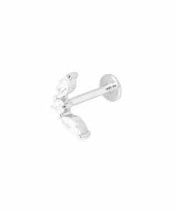 Astrid & Miyu Solid White Gold Marquise Fan Piercing Stud Earrings