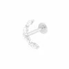 Astrid & Miyu Solid White Gold Crystal Curved Piercing Stud Earrings