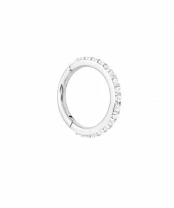 Astrid & Miyu Solid White Gold Crystal Piercing Hoop