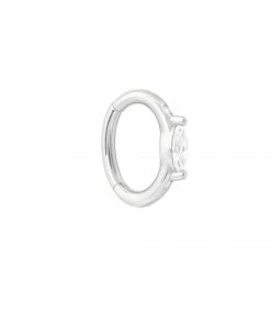Astrid & Miyu Earrings Solid White Gold Marquise Rook Hoop