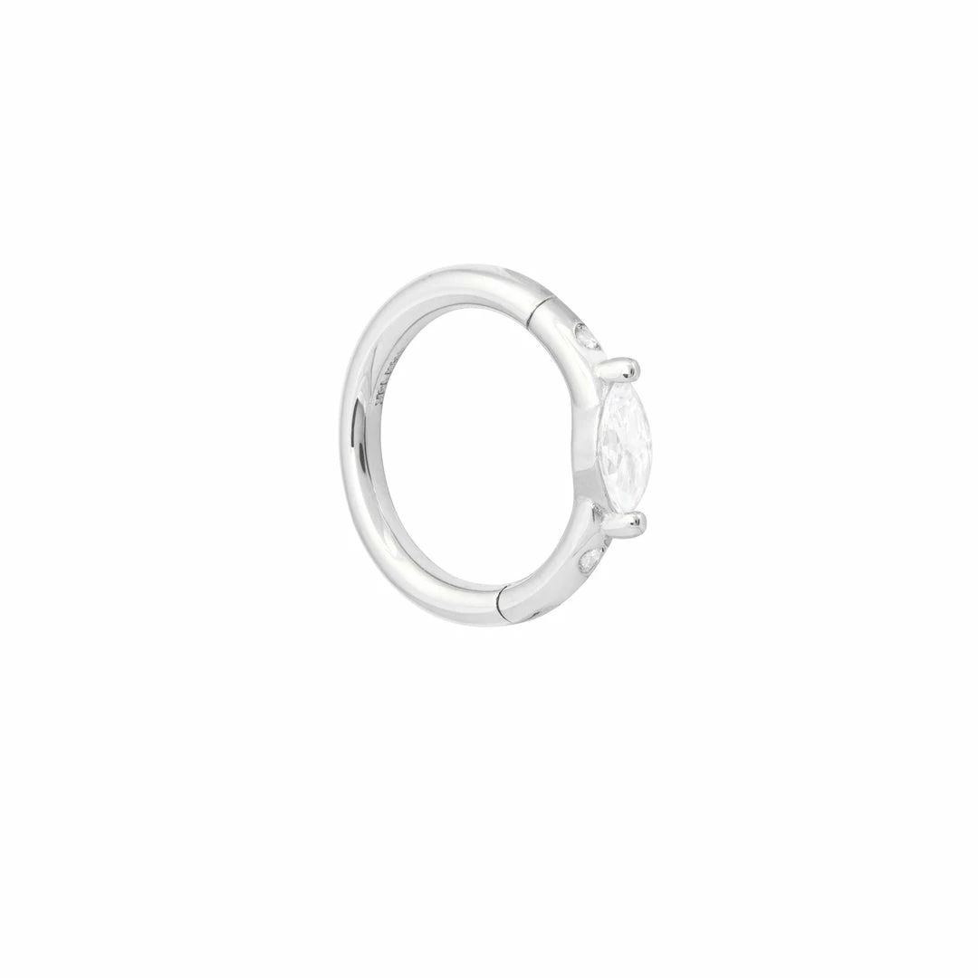 Astrid & Miyu Solid White Gold Marquise Piercing Hoop 3 Astrid & Miyu Solid White Gold Marquise Piercing Hoop