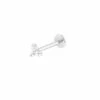 Astrid & Miyu Earrings Solid White Gold Triple Crystal Piercing Stud