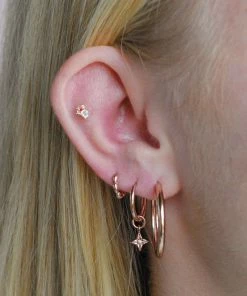 Astrid & Miyu Earrings Simple Hinge Large Hoops In Rose Gold