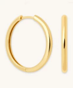 Astrid & Miyu Best Sellers Simple Hinge Large Hoops In Gold