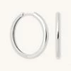 Astrid & Miyu Simple Hinge Large Hoops In Silver Earrings 1 Astrid & Miyu Simple Hinge Large Hoops In Silver Earrings