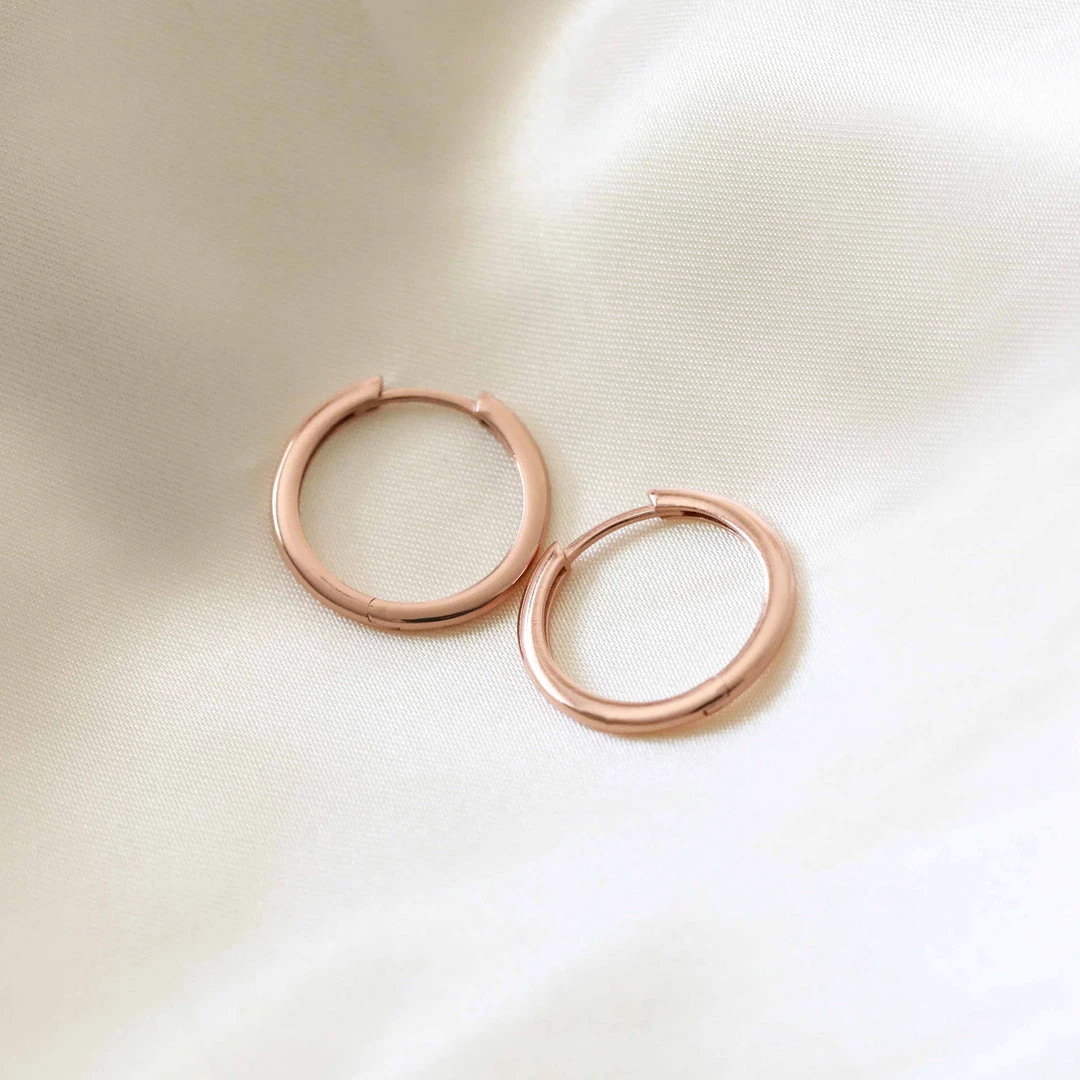 Astrid & Miyu Earrings Simple Hinge Small Hoops In Rose Gold 6 Astrid & Miyu Earrings Simple Hinge Small Hoops In Rose Gold