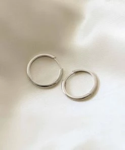 Astrid & Miyu Earrings Simple Hinge Small Hoops In Silver 8 Astrid & Miyu Earrings Simple Hinge Small Hoops In Silver