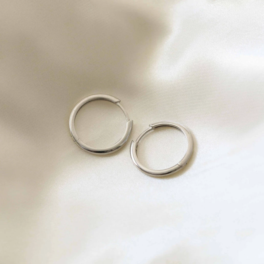 Astrid & Miyu Earrings Simple Hinge Small Hoops In Silver 5 Astrid & Miyu Earrings Simple Hinge Small Hoops In Silver