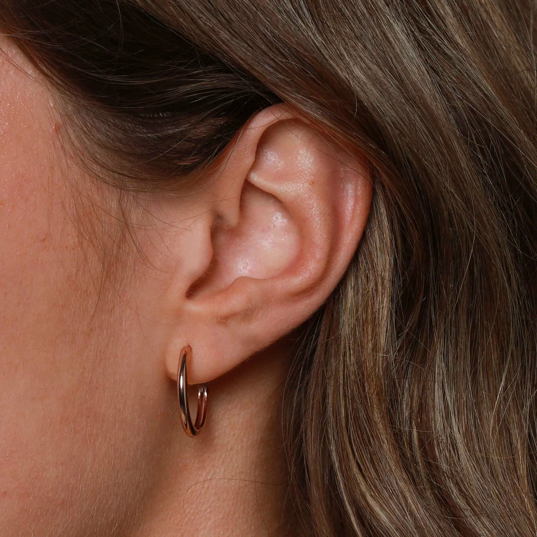 Astrid & Miyu Earrings Simple Hinge Small Hoops In Rose Gold 4 Astrid & Miyu Earrings Simple Hinge Small Hoops In Rose Gold