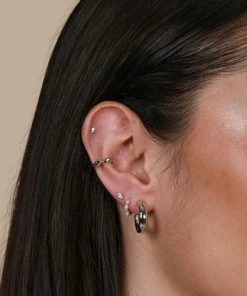 Astrid & Miyu Navette Hoop 8mm In Silver