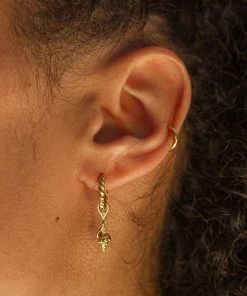 Astridandmiyu Single Rope Base Hoop In Gold Earrings