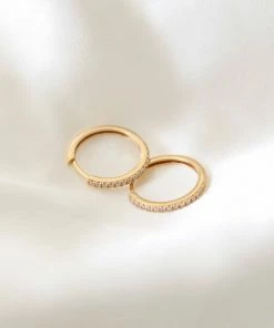 Astrid & Miyu Earrings Crystal Hinge Small Hoops In Gold