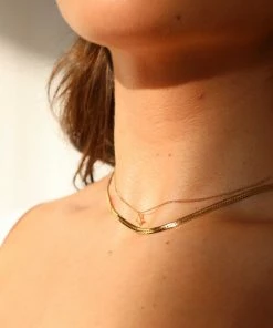 Astrid & Miyu Snake Chain Necklace In Gold Necklaces 14 Astrid & Miyu Snake Chain Necklace In Gold Necklaces