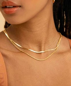 Astrid & Miyu Snake Chain Necklace In Gold Necklaces 13 Astrid & Miyu Snake Chain Necklace In Gold Necklaces