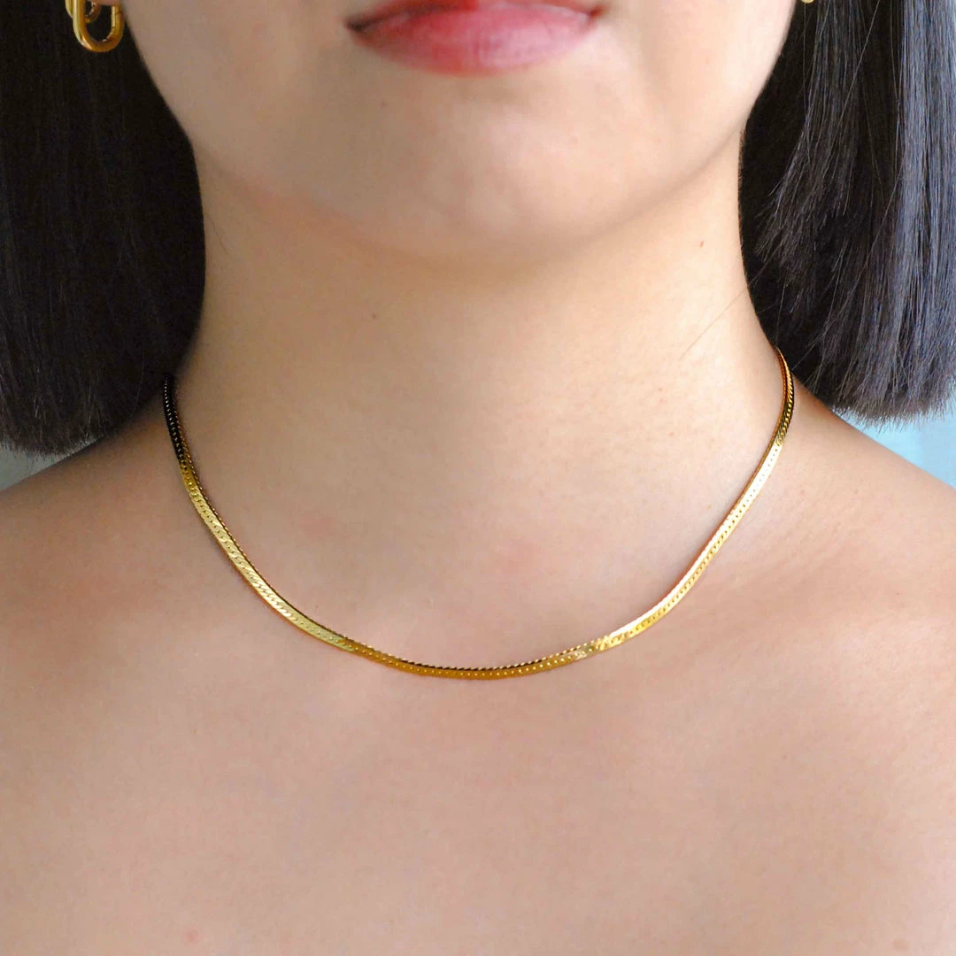 Astrid & Miyu Snake Chain Necklace In Gold Necklaces 6 Astrid & Miyu Snake Chain Necklace In Gold Necklaces