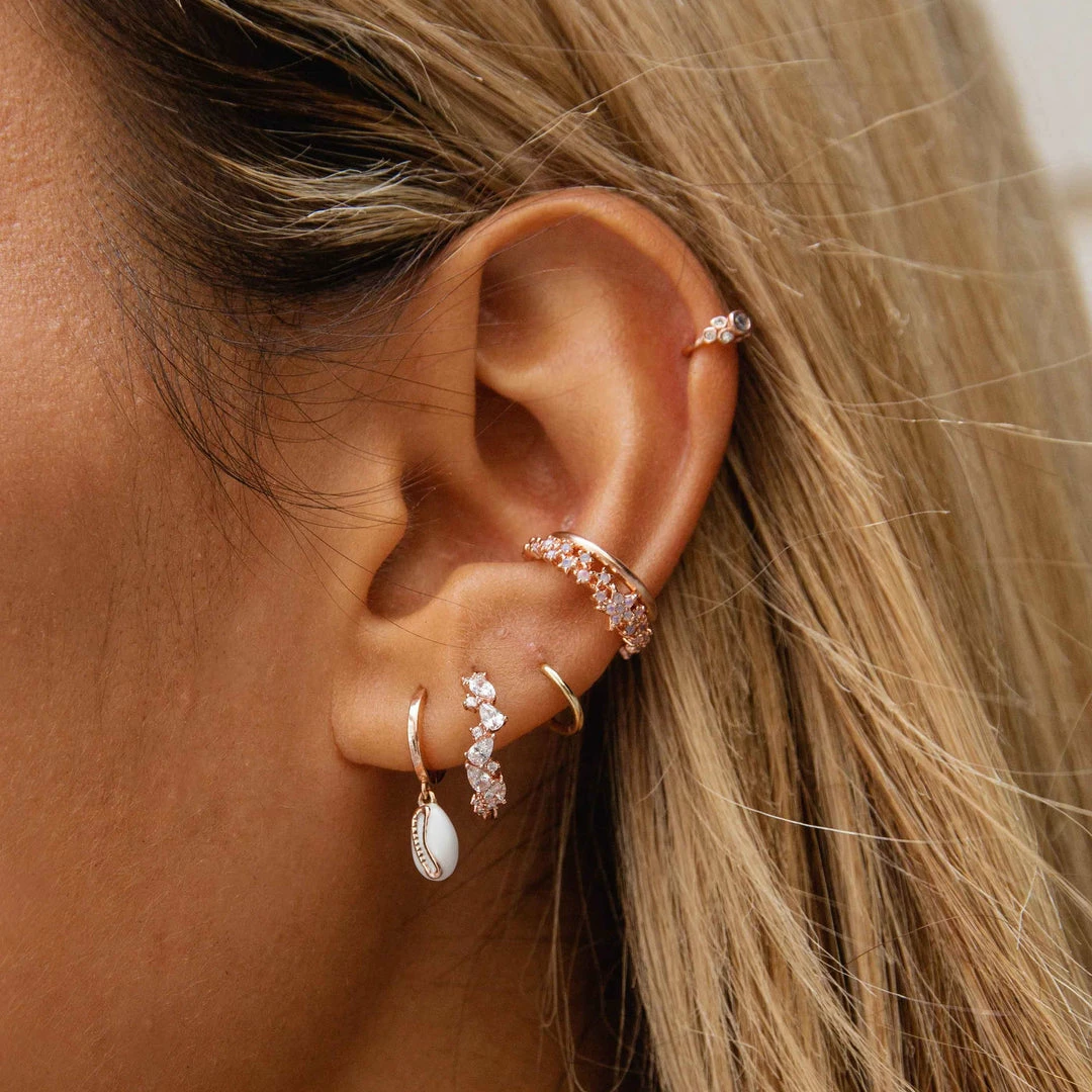 Astrid & Miyu Sale Teardrop Gem Conch Hoop In Rose Gold 6 Astrid & Miyu Sale Teardrop Gem Conch Hoop In Rose Gold