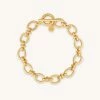 Astrid & Miyu Textured Oval Link T-Bar Bracelet In Gold