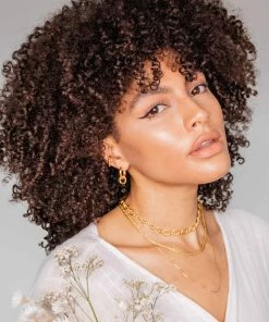 Astrid & Miyu Necklaces Textured Oval Link T-Bar Necklace In Gold 13 Astrid & Miyu Necklaces Textured Oval Link T-Bar Necklace In Gold