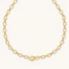 Astrid & Miyu Necklaces Textured Oval Link T-Bar Necklace In Gold