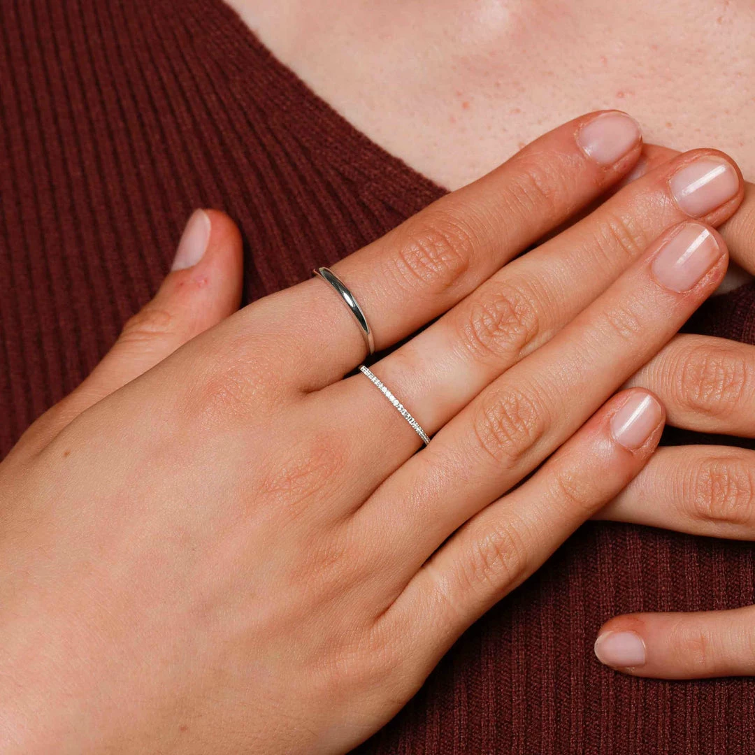 Astrid & Miyu Dome Ring In Solid White Gold 4 Astrid & Miyu Dome Ring In Solid White Gold