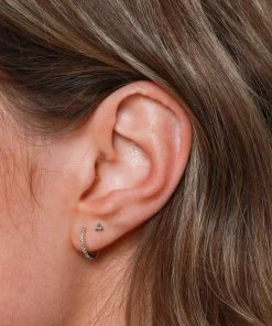 Astrid & Miyu Topaz Hoops In Solid White Gold Earrings