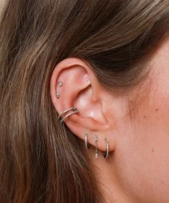 Astrid & Miyu Topaz Hoops In Solid White Gold Earrings