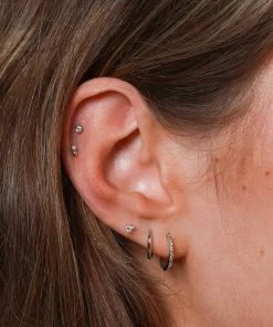 Astrid & Miyu Topaz Hoops In Solid White Gold Earrings