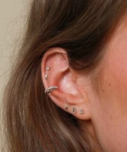 Astrid & Miyu Topaz Stud Earrings In Solid White Gold