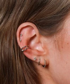 Astrid & Miyu Topaz Stud Earrings In Solid White Gold