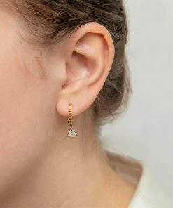 Astridandmiyu Sale Triangle & Enamel Earring Charm In Gold