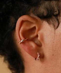 Astrid & Miyu Earrings Elemental Ear Cuff In Rose Gold