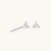 Astridandmiyu Triple Crystal Stud Earrings In Silver