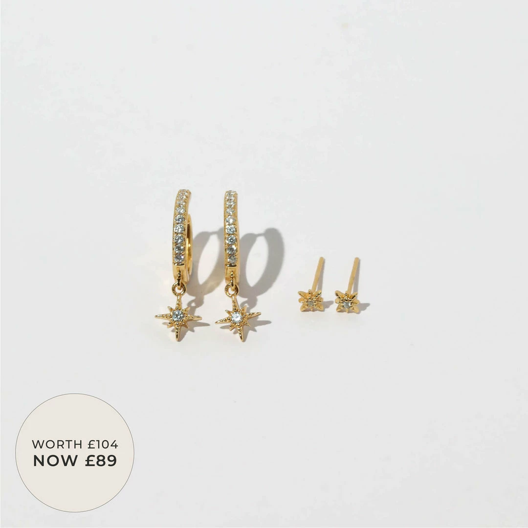Astrid & Miyu Earrings Twilight Stacking Set In Gold 3 Astrid & Miyu Earrings Twilight Stacking Set In Gold