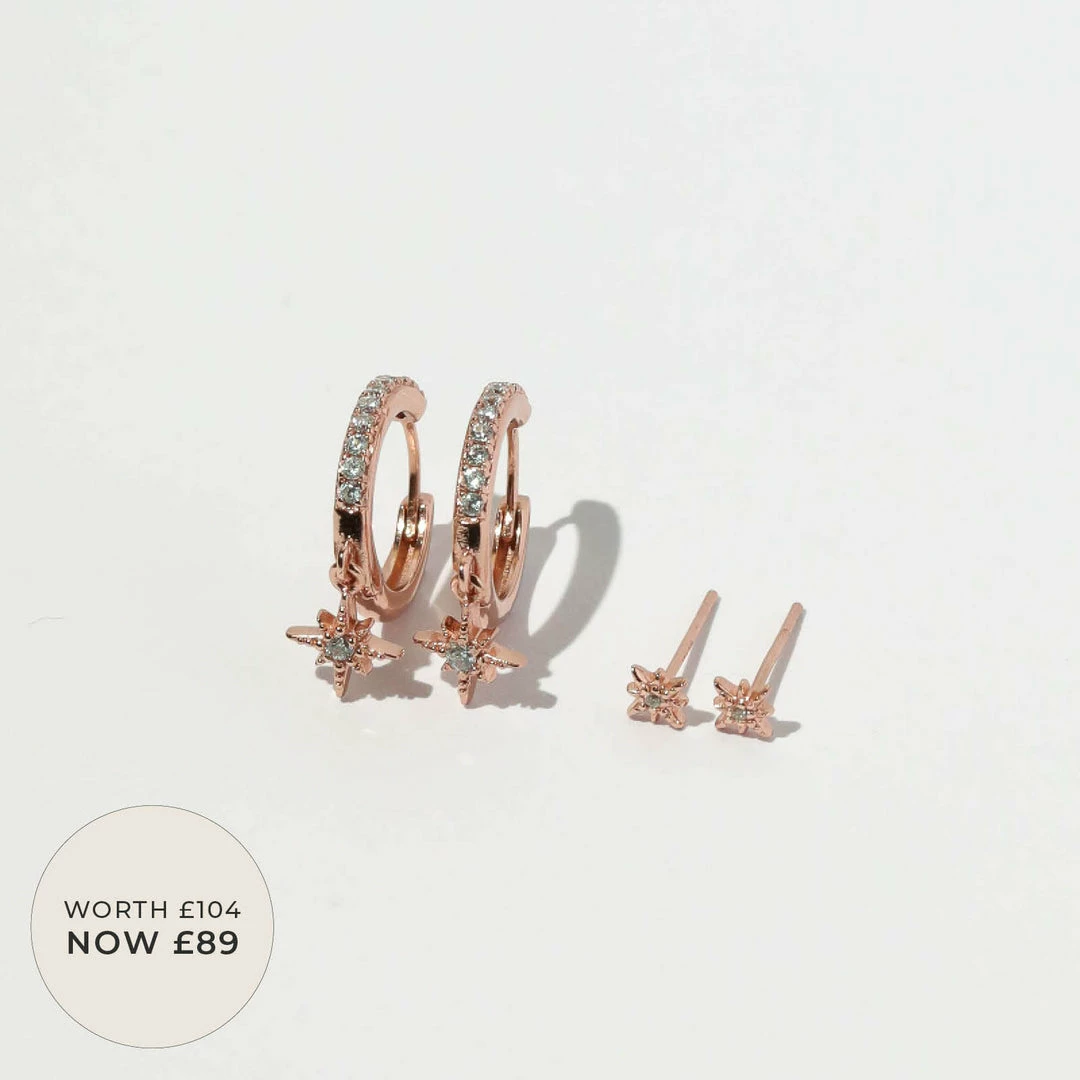 Astrid & Miyu Earrings Twilight Stacking Set In Rose Gold 3 Astrid & Miyu Earrings Twilight Stacking Set In Rose Gold