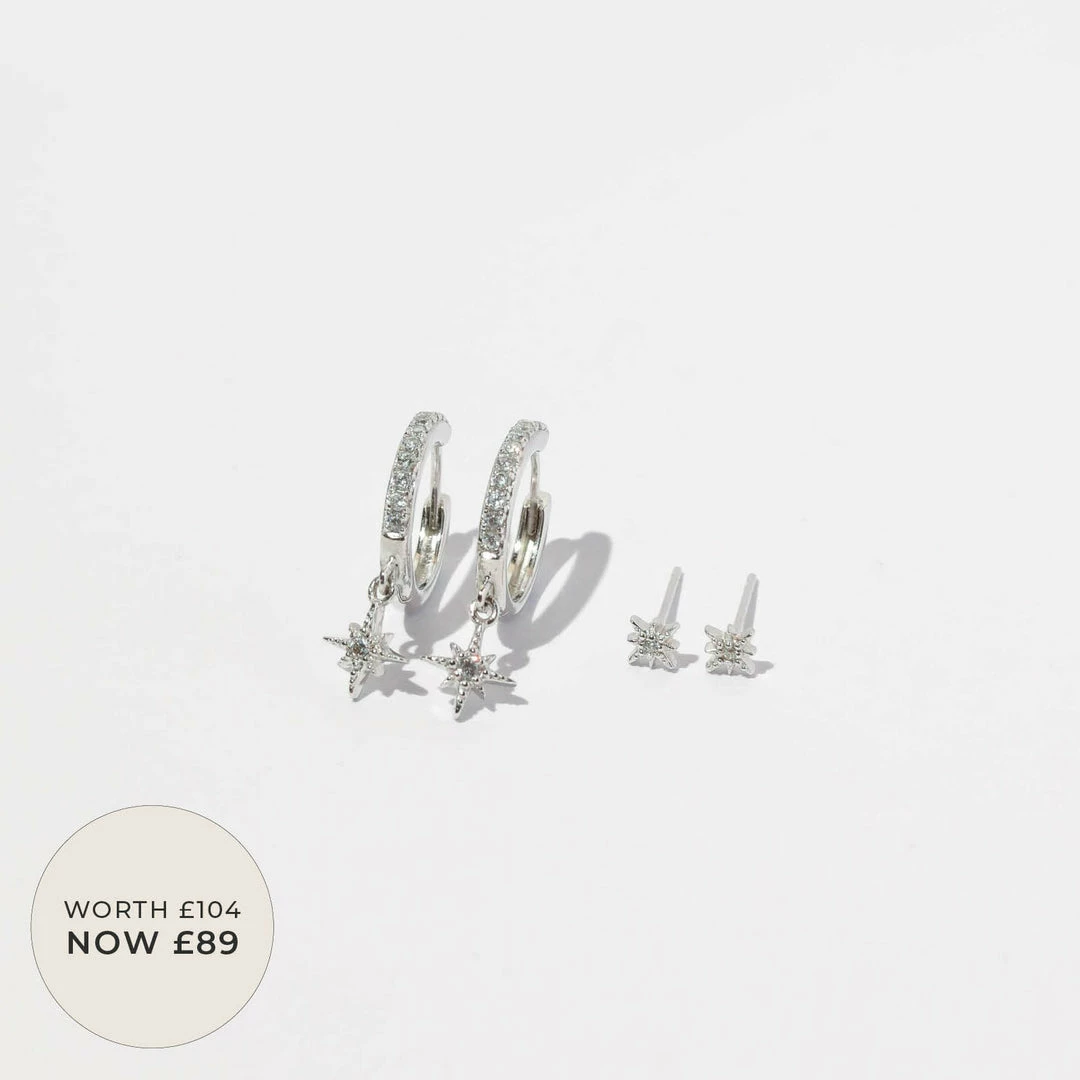 Astrid & Miyu Earrings Twilight Stacking Set In Silver 3 Astrid & Miyu Earrings Twilight Stacking Set In Silver