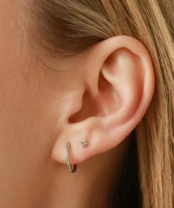 Astrid & Miyu Twilight Stud Earrings In Solid White Gold