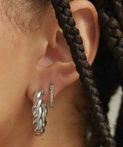 Astrid & Miyu Twisted Mini Hoops In Silver