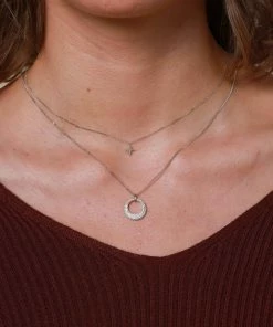 Astrid & Miyu Necklaces Twilight Pendant Necklace In Solid White Gold