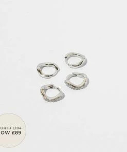 Astrid & Miyu Wave Stacking Set In Silver
