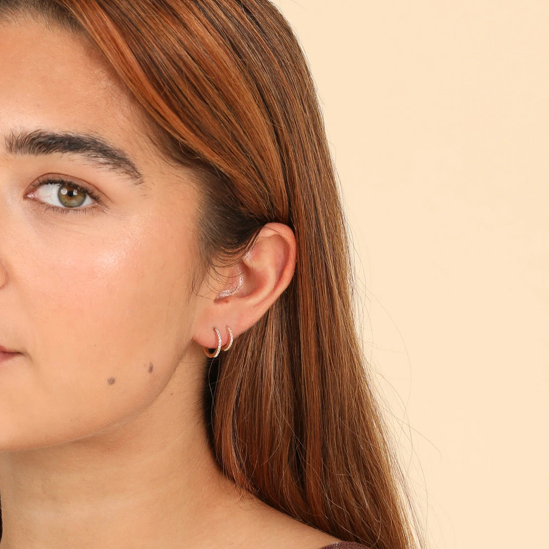 Astrid & Miyu White Topaz Hoop Stacking Set In Solid Gold 5 Astrid & Miyu White Topaz Hoop Stacking Set In Solid Gold