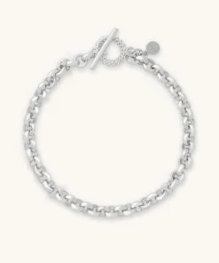 Astridandmiyu Wreath T-Bar Chunky Bracelet In Silver