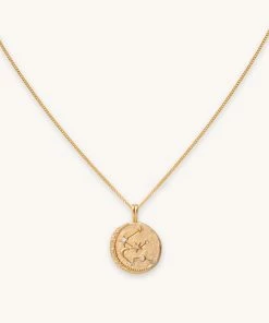 Astrid & Miyu Zodiac Necklaces Aquarius Zodiac Pendant Necklace In Gold